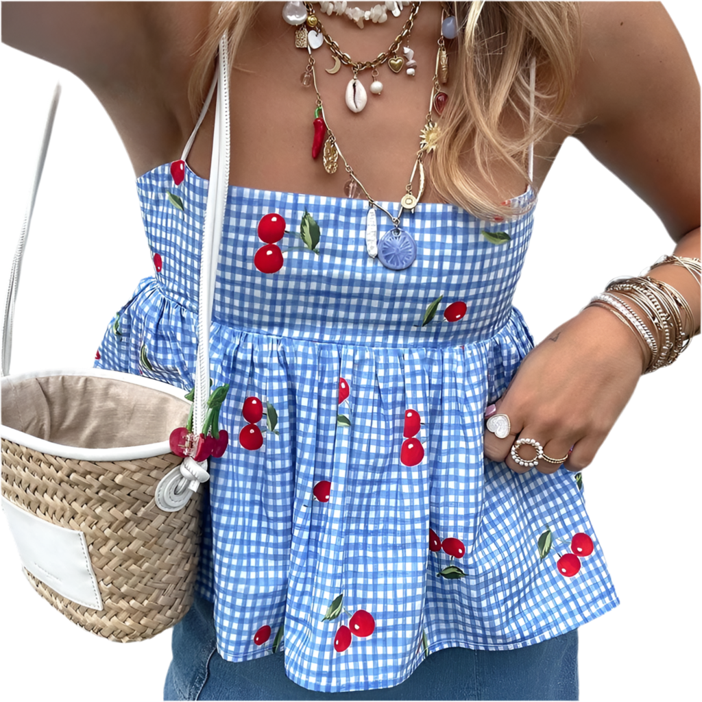 Cherry Gingham Top