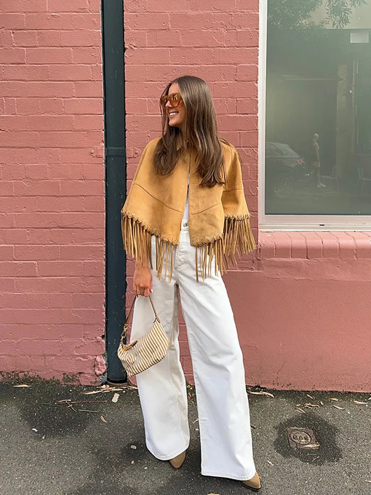 Amana Fringe Cropped Cape