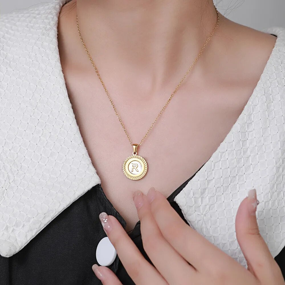 Round Mini Initial Necklace