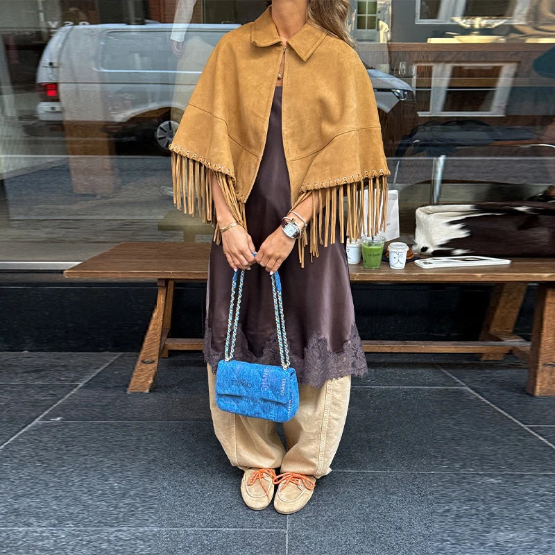 Amana Fringe Cropped Cape