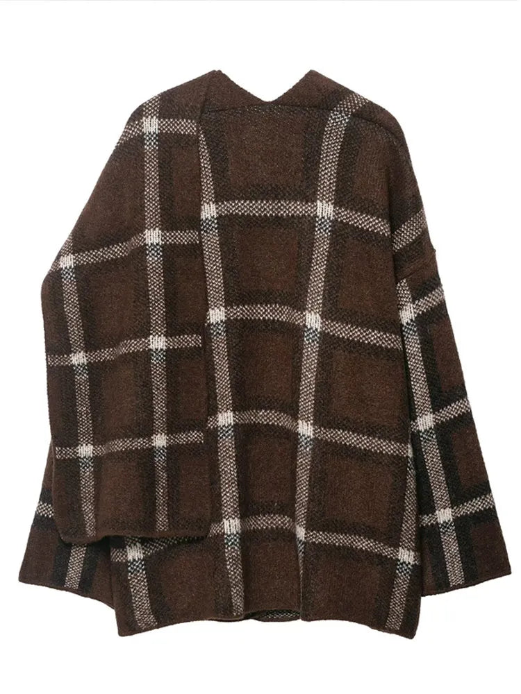 Delphine Plaid Sweater Coat