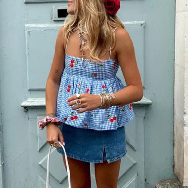 Cherry Gingham Top