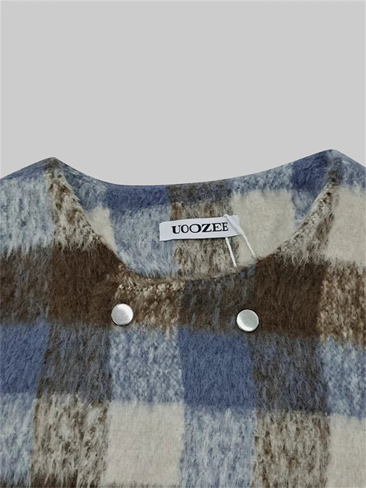 Elena Plaid Puffed Fleece Jacket