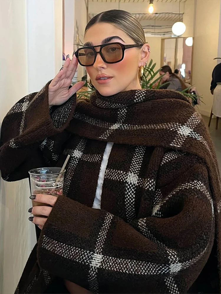 Delphine Plaid Sweater Coat