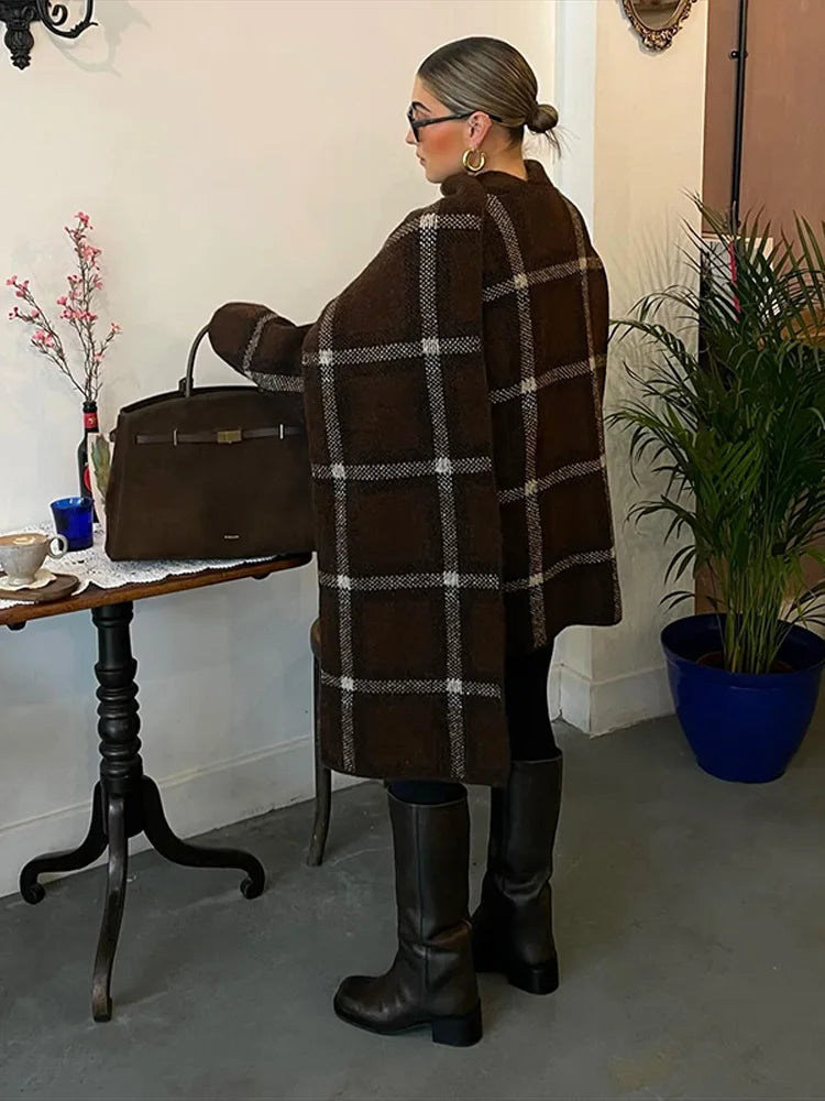 Delphine Plaid Sweater Coat