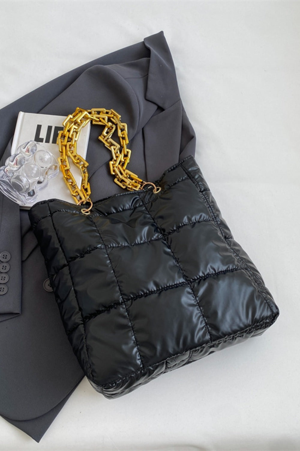 BEBE Bubble Texture Chain Handbag