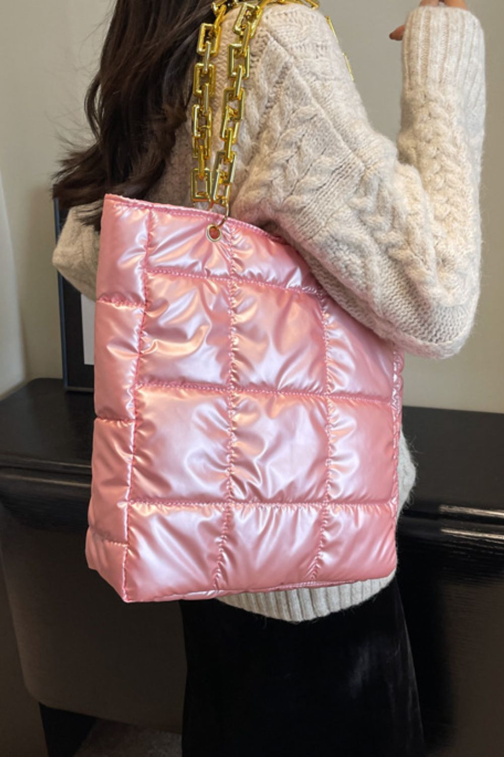 BEBE Bubble Texture Chain Handbag