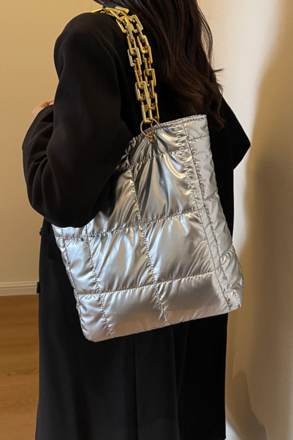 BEBE Bubble Texture Chain Handbag