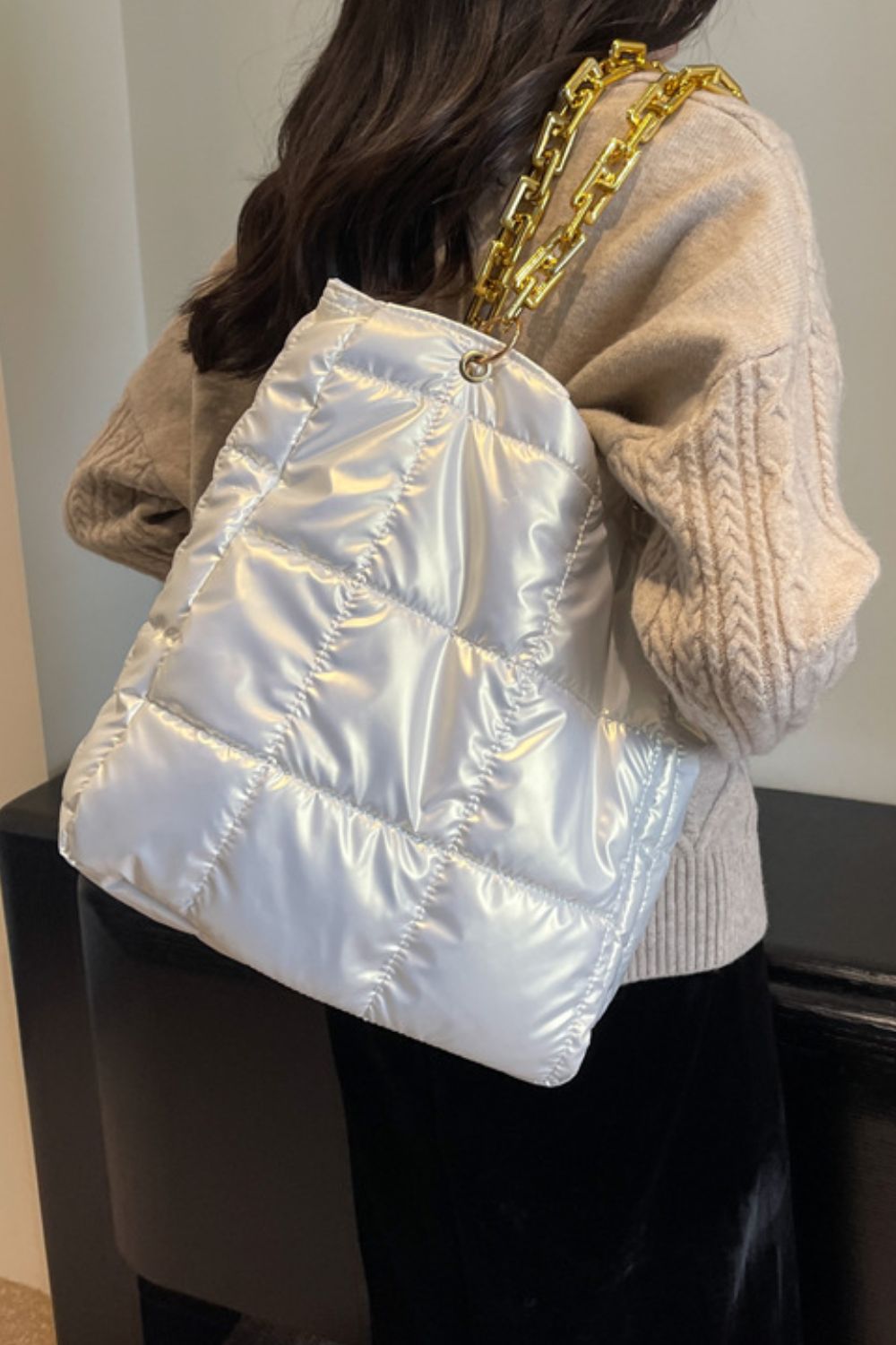 BEBE Bubble Texture Chain Handbag