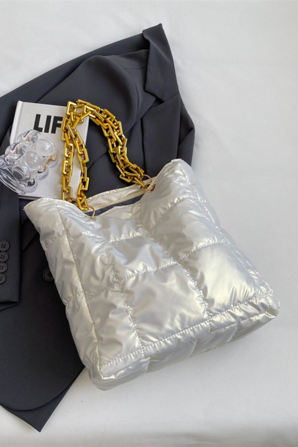 BEBE Bubble Texture Chain Handbag