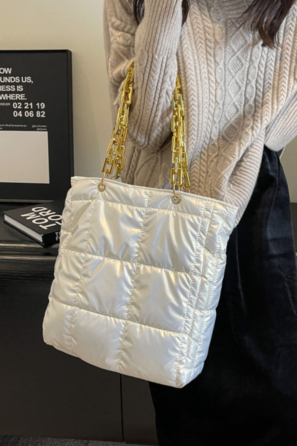 BEBE Bubble Texture Chain Handbag