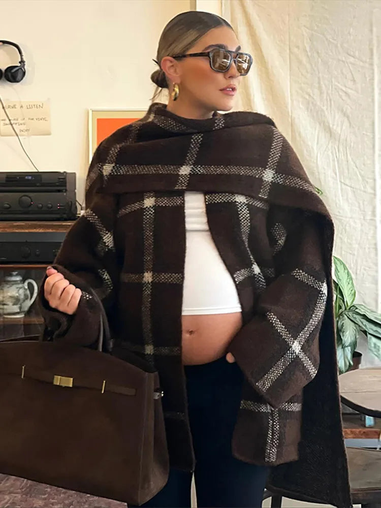 Delphine Plaid Sweater Coat