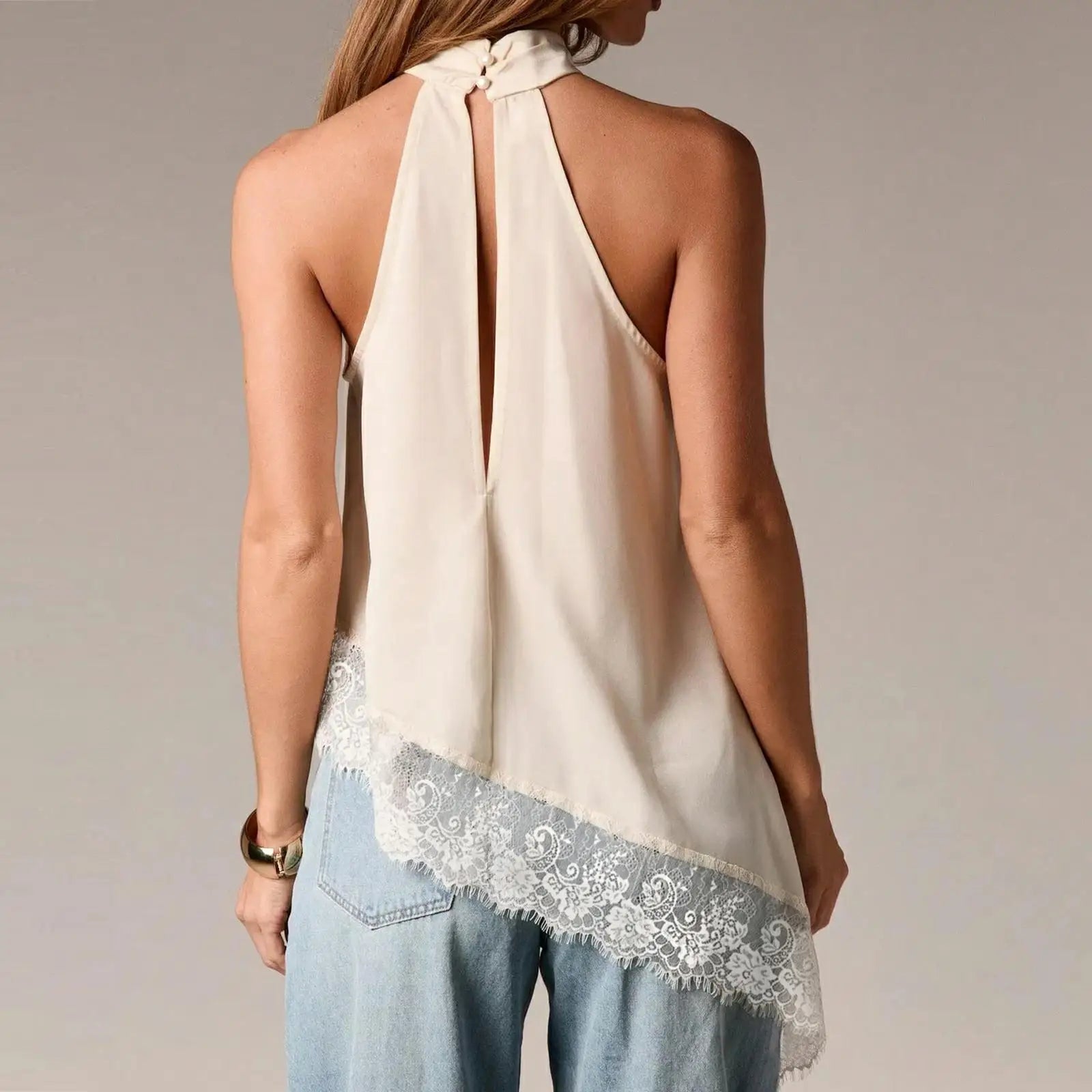 Gracie Lace Trim Halter Top