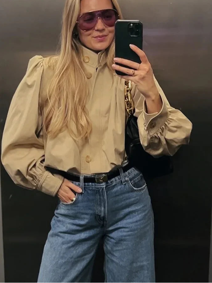 Edie Cropped Bomber Jacket