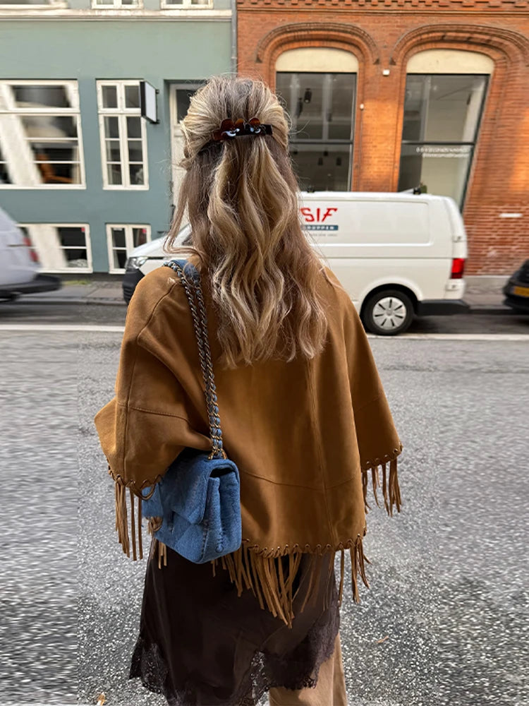 Amana Fringe Cropped Cape
