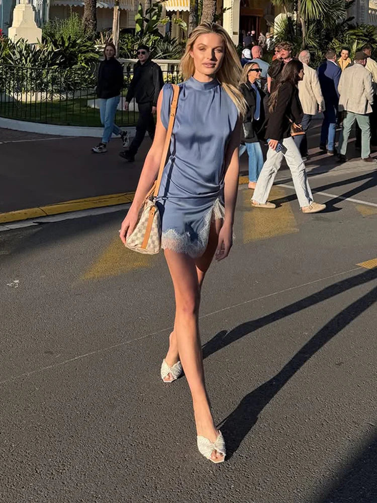 Bleue Satin Dress