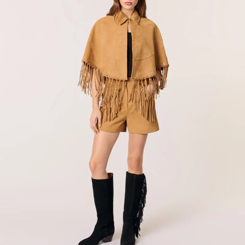 Amana Fringe Cropped Cape
