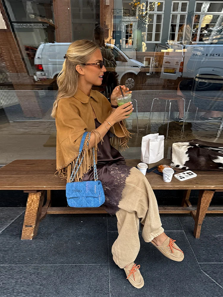 Amana Fringe Cropped Cape