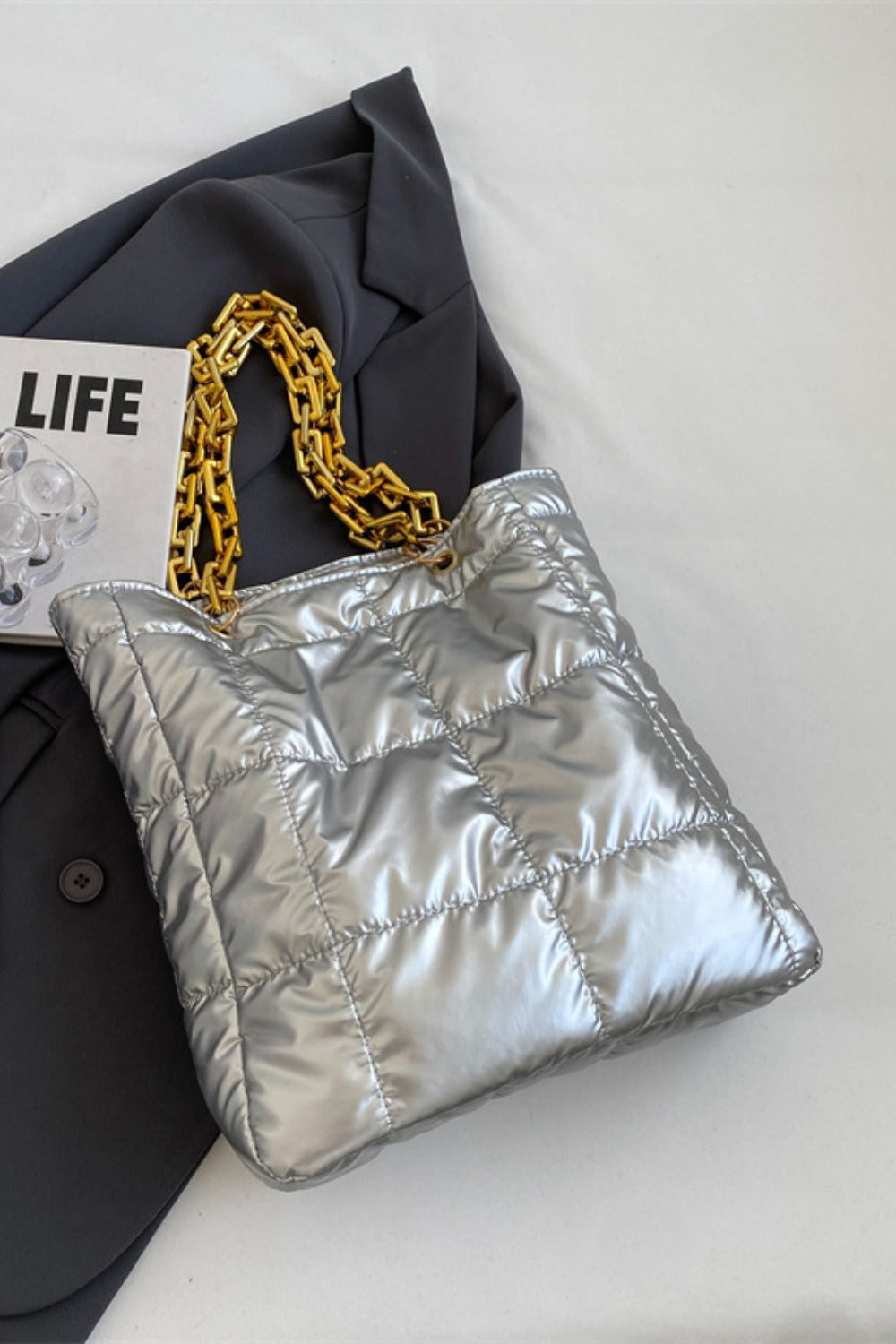 BEBE Bubble Texture Chain Handbag