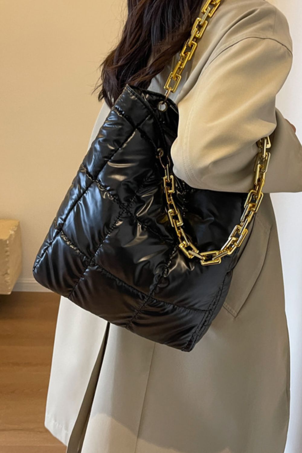 BEBE Bubble Texture Chain Handbag