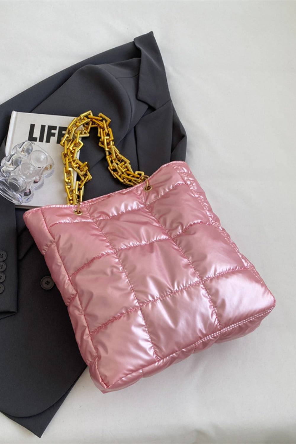 BEBE Bubble Texture Chain Handbag